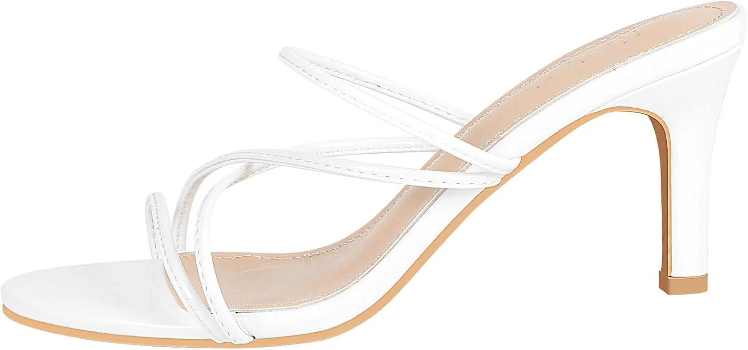 Heels Charm Women's Stiletto Heeled Sandals 3.27 Inches Open Toe Slip On High Heel Sandal Dress Dancing Sandals Daily Work Usual Party Wedding Shoes