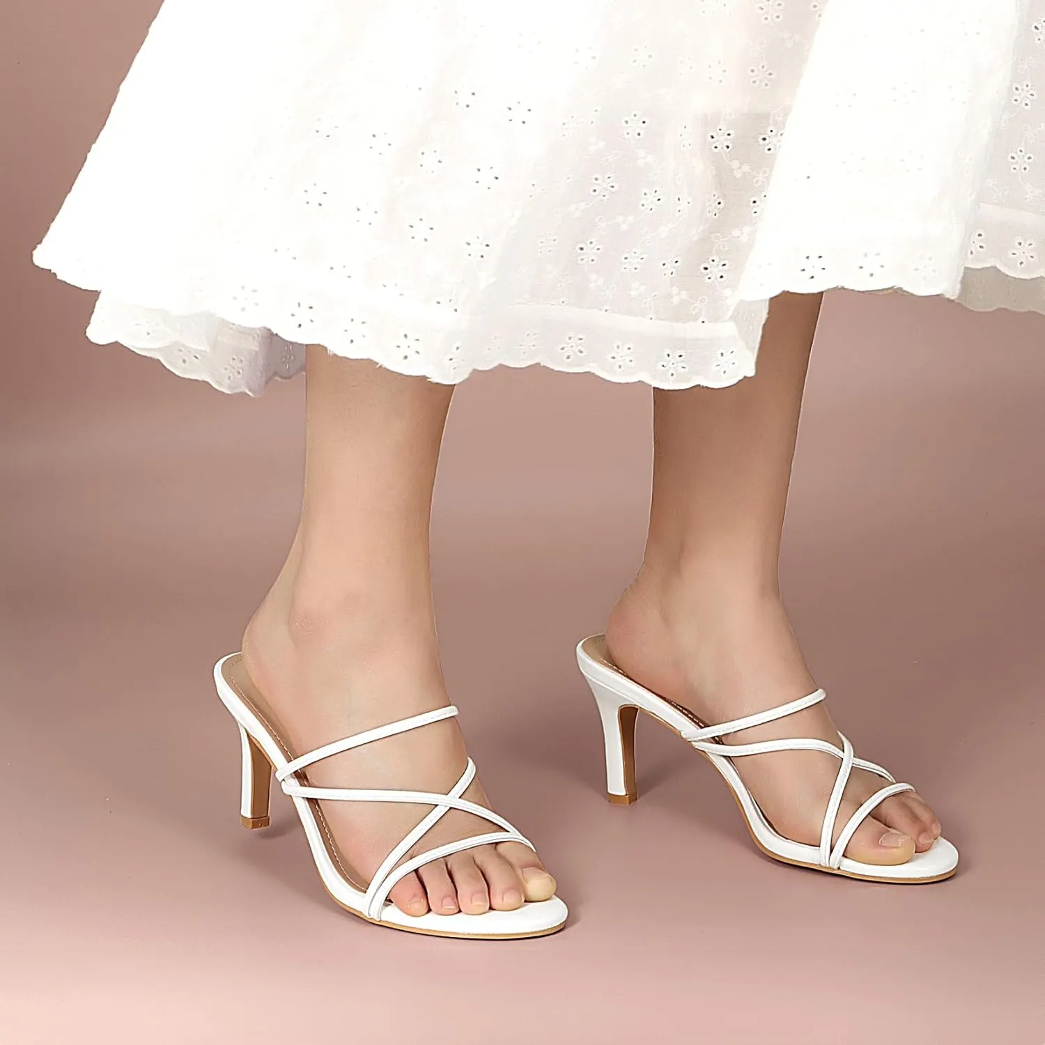 Heels Charm Women's Stiletto Heeled Sandals 3.27 Inches Open Toe Slip On High Heel Sandal Dress Dancing Sandals Daily Work Usual Party Wedding Shoes