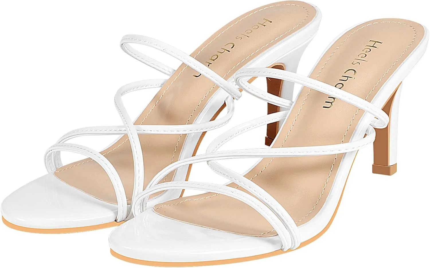 Heels Charm Women's Stiletto Heeled Sandals 3.27 Inches Open Toe Slip On High Heel Sandal Dress Dancing Sandals Daily Work Usual Party Wedding Shoes
