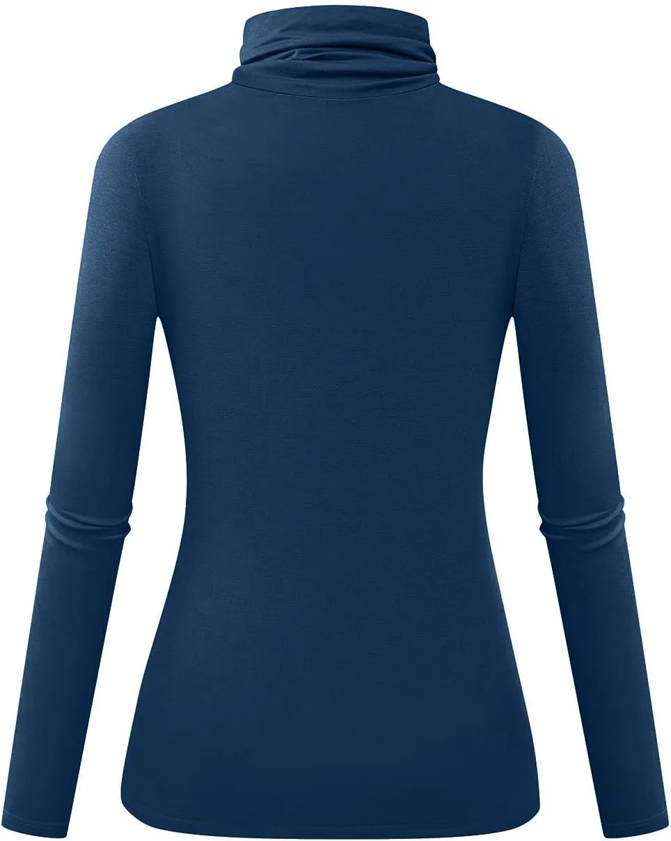 Herou Womens Long Sleeve Turtleneck Slim Fitted Lightweight Casual Active Layer Tops Shirts