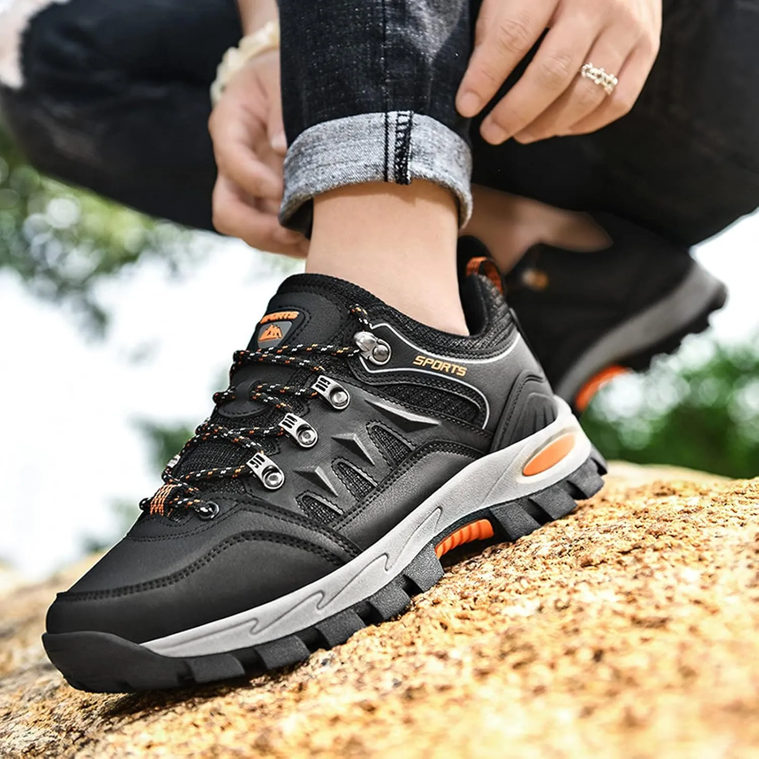 Hiking Shoes for Men Walking Lightweight Trekking Outdoor Trainers Lace-up ​Mountain Low Casual Sneakers for All Season