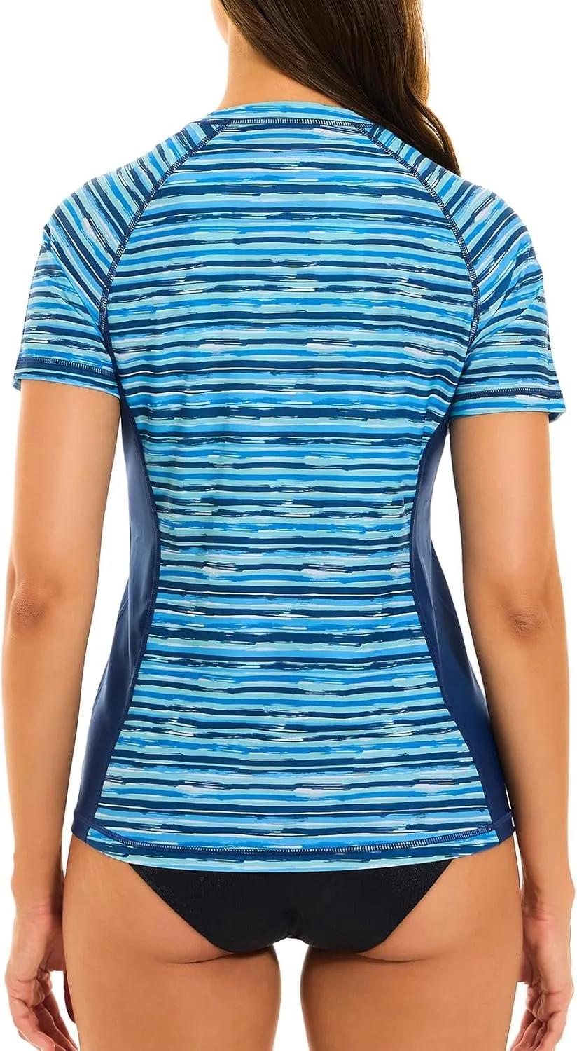 HODOSPORTS Women's UPF 50  Rash Guard Sun Protection Swim Shirt Quick Dry Swimsuit Lightweight Short Sleeve