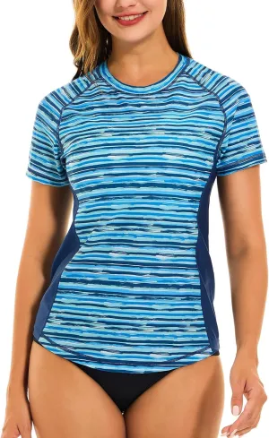 HODOSPORTS Women's UPF 50  Rash Guard Sun Protection Swim Shirt Quick Dry Swimsuit Lightweight Short Sleeve