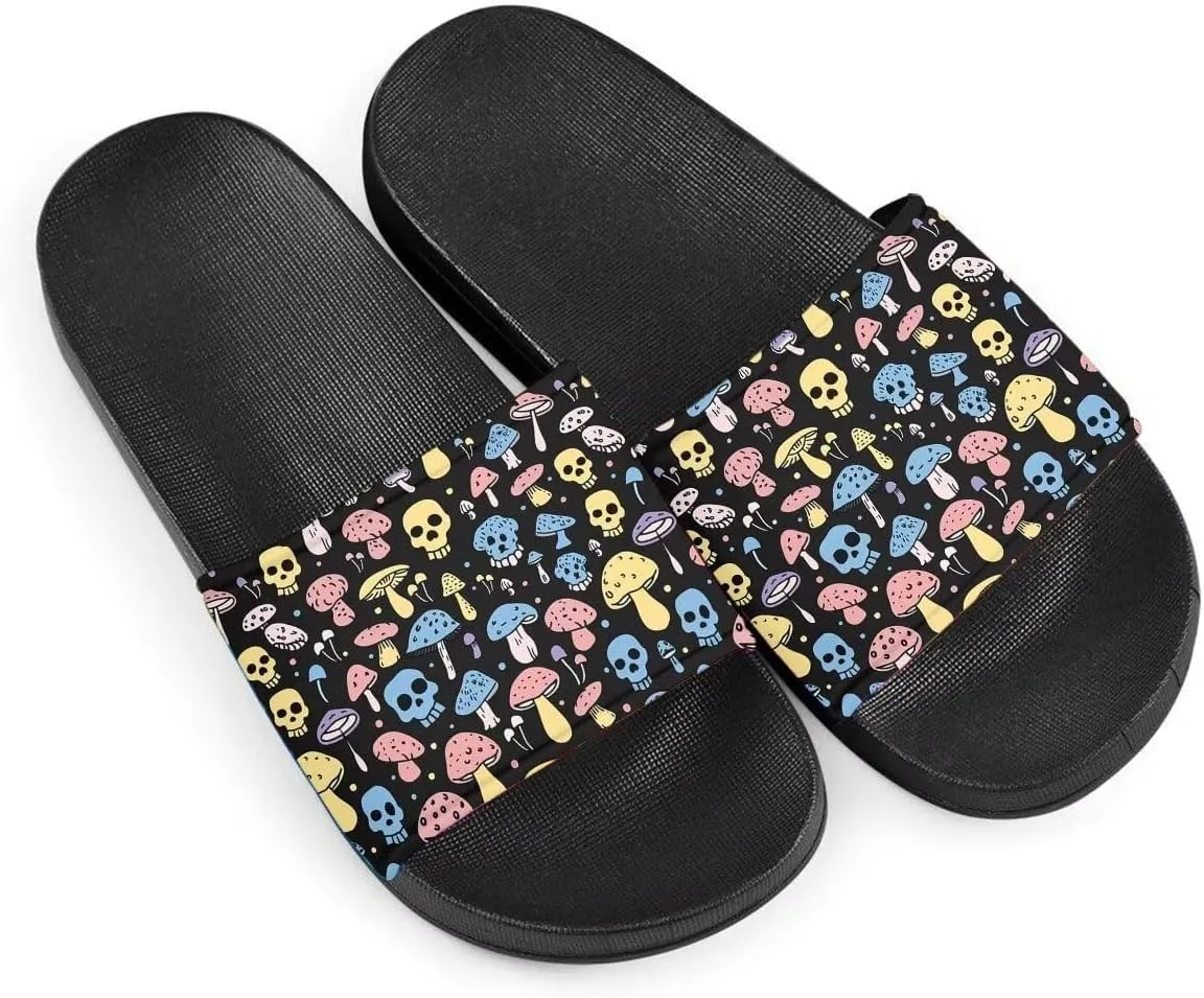 Howilath Cute Animal Women's Classic Open Toe Single Band Slip-On Flat Slide Sandal, Mandala Galaxy Butterflies Colorful Design Women Shower Slippers