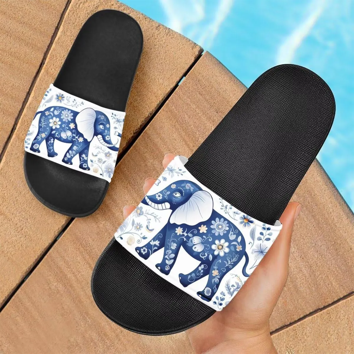 Howilath Novelty Patten Slippers for Women Men, Non-Slip Single Band Slide Sandals Open Toe Soft Sole Flat Sandals