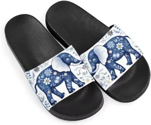 Howilath Novelty Patten Slippers for Women Men, Non-Slip Single Band Slide Sandals Open Toe Soft Sole Flat Sandals