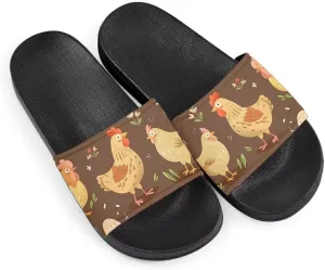 Howilath Women's Casual Slide Sandals, Cartoon Animals Print Comfortable Soft Sole Non-Slip Open Toe EVA Flat Sandals