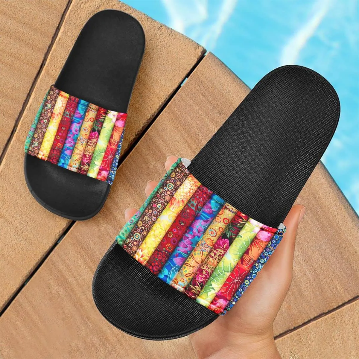 Howilath Women's Casual Slide Sandals, Cartoon Animals Print Comfortable Soft Sole Non-Slip Open Toe EVA Flat Sandals