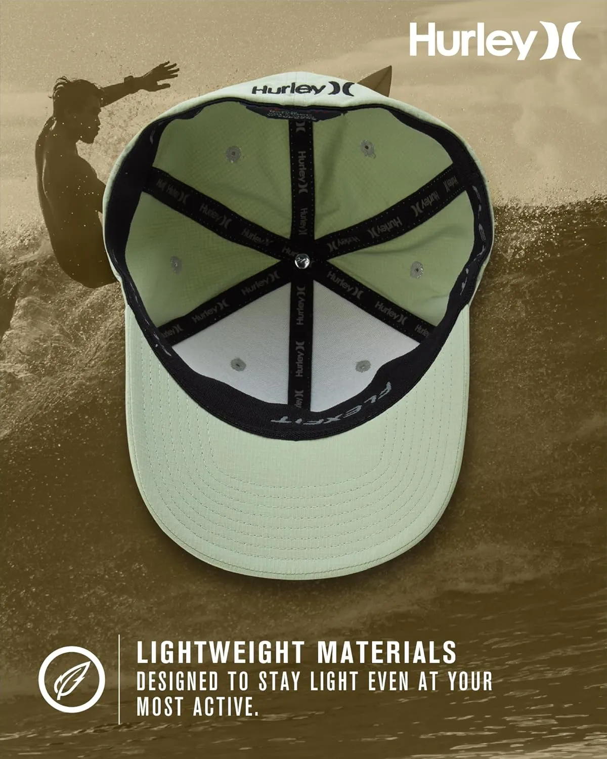 Hurley Men's Baseball Cap - Dana Point Cotton Ripstop Stretch Fitted Cap for Men with Gradient Embroidered Icon (Size: S-XL)