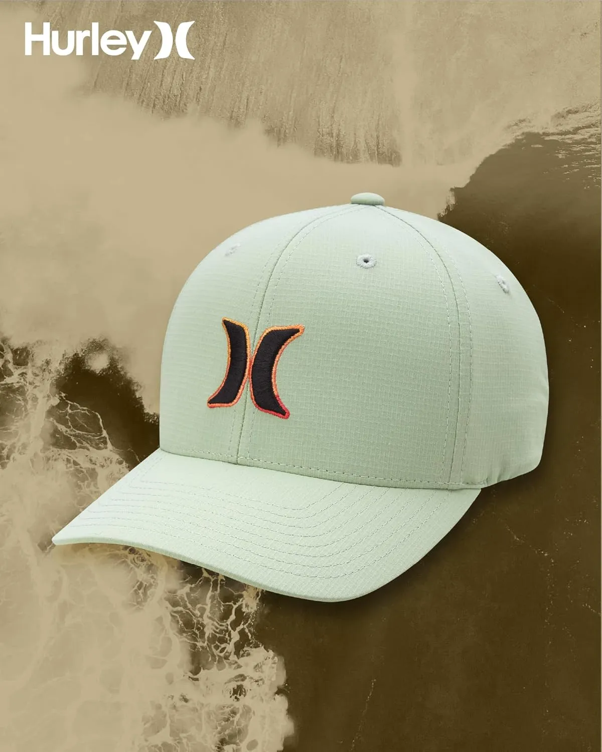 Hurley Men's Baseball Cap - Dana Point Cotton Ripstop Stretch Fitted Cap for Men with Gradient Embroidered Icon (Size: S-XL)