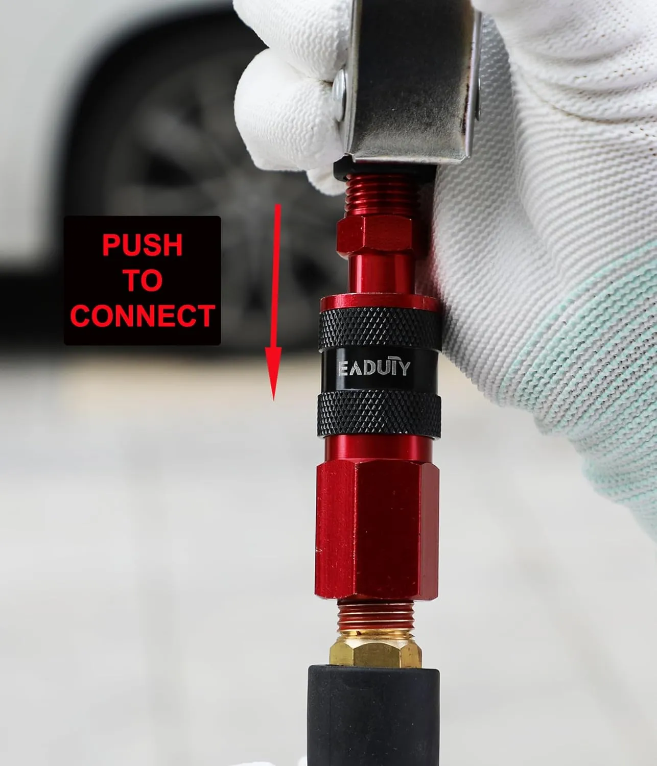 Hybrid Air Hose 1/4 In. x 25 ft, Lightweight, Flexible, Durable Air Compressor Hose with Aluminum Universal Quick Coupler and Industrial Plug, Red