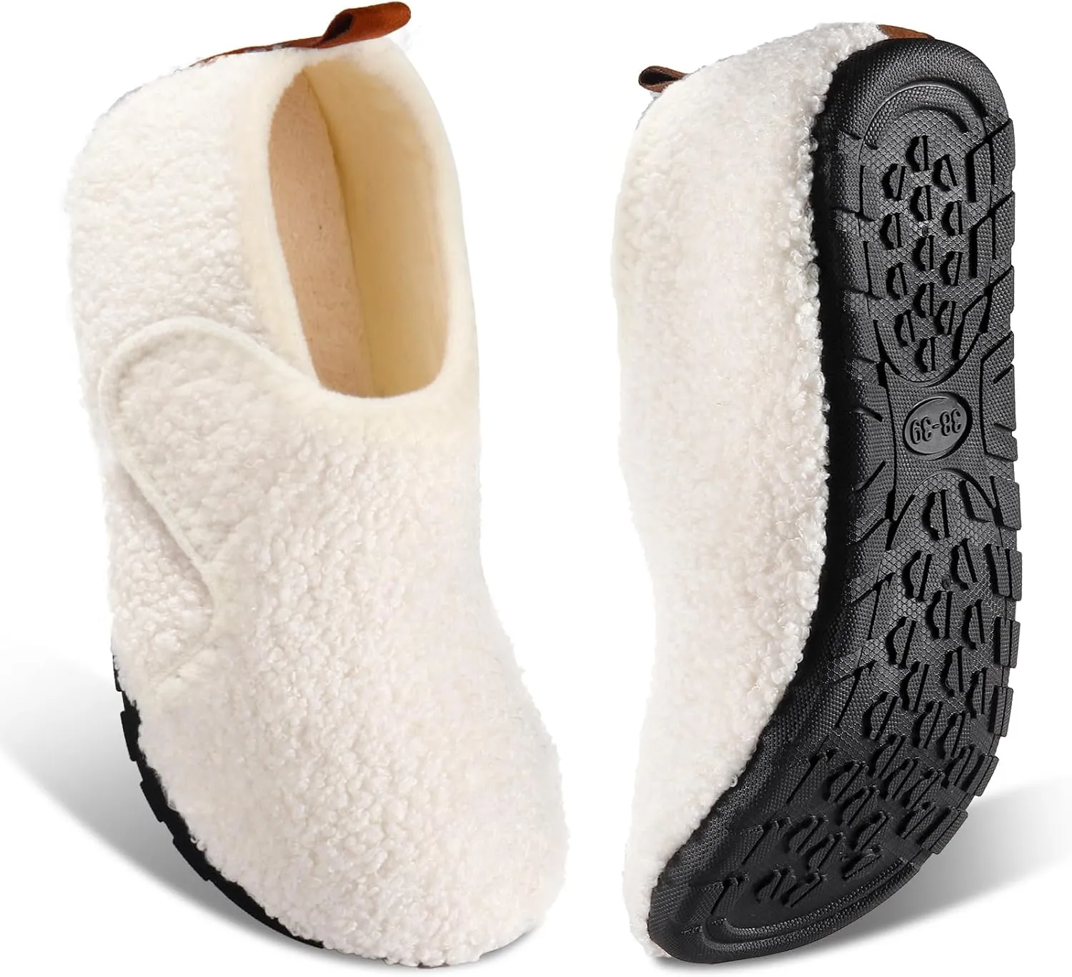 Ibeauti Womens Mens House Slippers Rubber Sole Indoor Slipper Socks Lightweight Fleece Lined Slip-on Barefoot Slippers