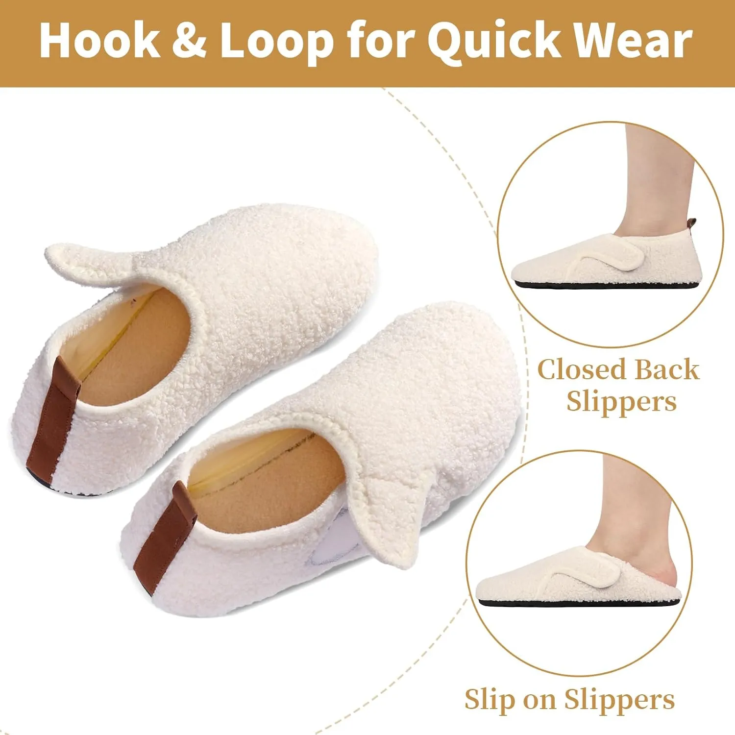 Ibeauti Womens Mens House Slippers Rubber Sole Indoor Slipper Socks Lightweight Fleece Lined Slip-on Barefoot Slippers