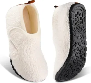Ibeauti Womens Mens House Slippers Rubber Sole Indoor Slipper Socks Lightweight Fleece Lined Slip-on Barefoot Slippers