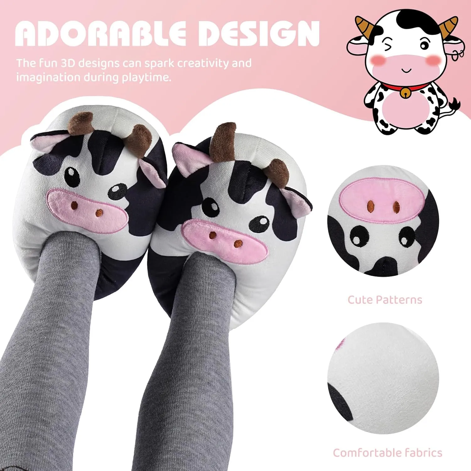 IceUnicorn Toddler Slippers Kids Cute Funny Animal House Shoes Girls Boys Christmas Fluffy Bedroom Indoor Slipper, Cat, Bunny, Unicorn, Dinosaur, Fox, Cow