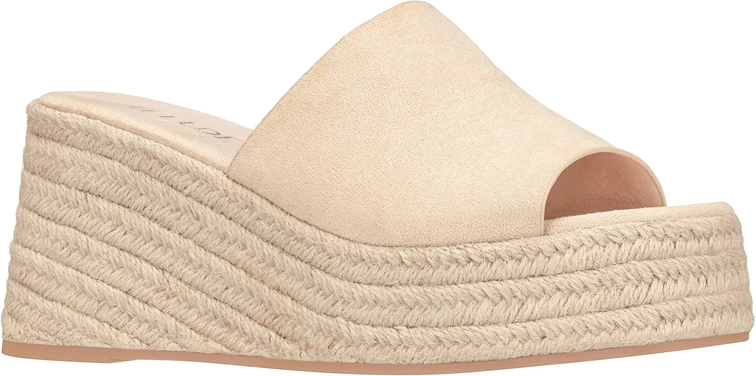 ILLUDE Women's Wedge Sandal Espadrille Platform Slip On Open Toe Wedge Heel Sandals