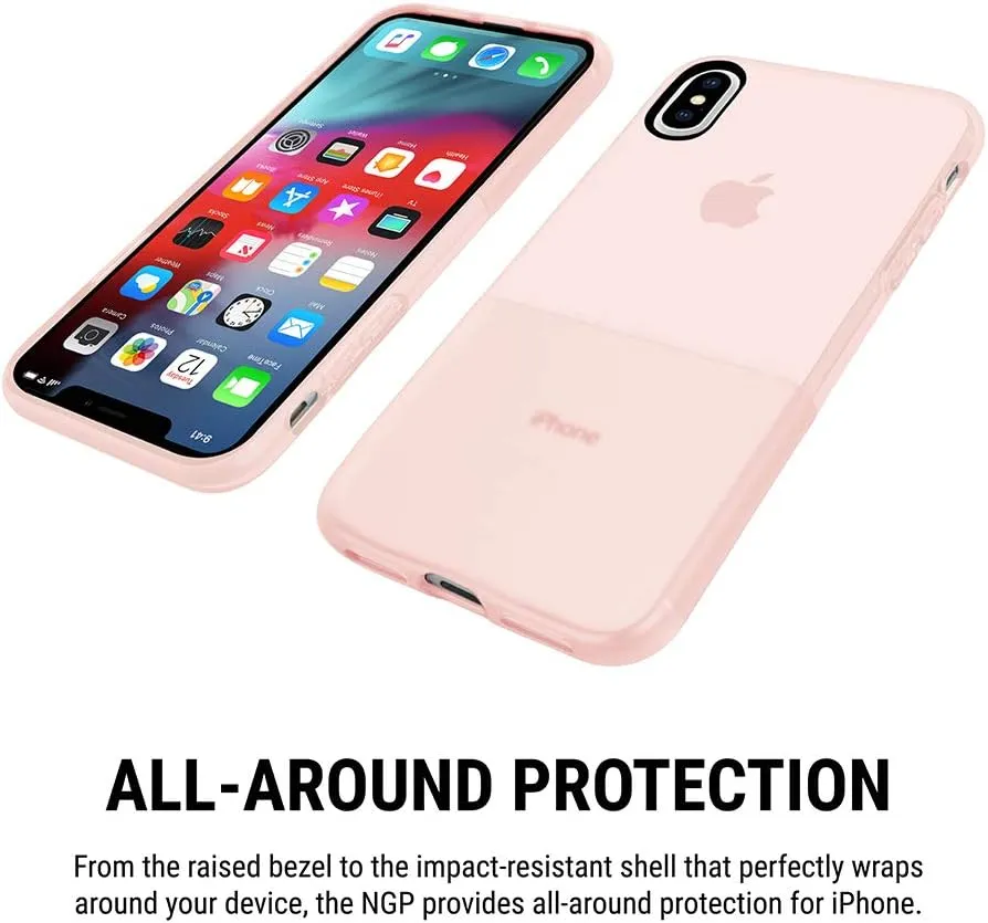 Incipio NGP Translucent Case for iPhone iPhone Xs Max (6.5") with Flexible Shock-Absorbing Drop-Protection - Rose