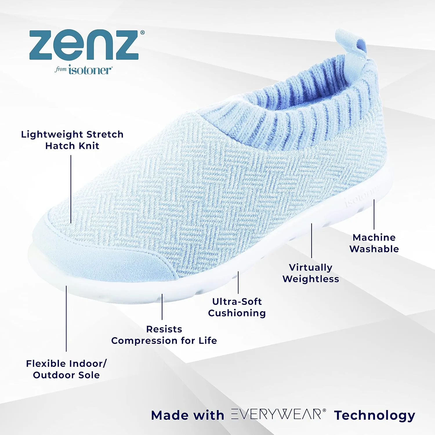 isotoner Zenz Womens Slippers, Lightweight Hatch Knit Slip-On