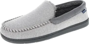 IZOD Mens Slipper, Knit Venetian Moccasin with Sherpa Fleece Lining, Grey/Black, Size 8 to 14