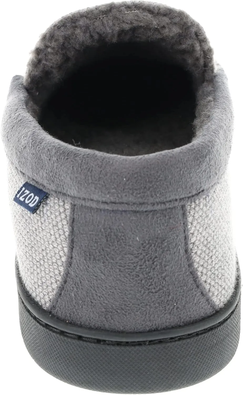 IZOD Mens Slipper, Knit Venetian Moccasin with Sherpa Fleece Lining, Grey/Black, Size 8 to 14