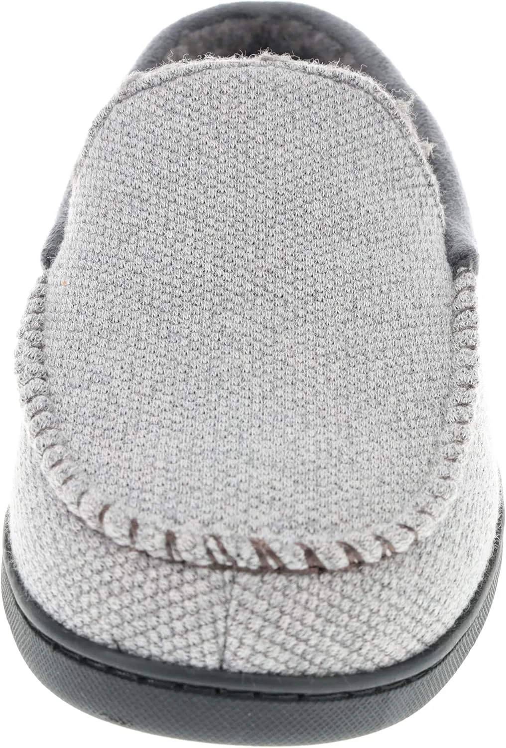 IZOD Mens Slipper, Knit Venetian Moccasin with Sherpa Fleece Lining, Grey/Black, Size 8 to 14