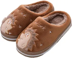 JadeRich Boys Girls Cartoon Hedgehog Slipper Warm Fleece Lining Animal Slip-On House Shoes Toddlers/Little Kids