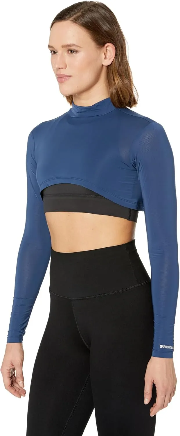 Jamie Sadock® Sunsense® 35 SPF Lightweight Mock Neck Crop Layering Top – Outfit for College & Gym