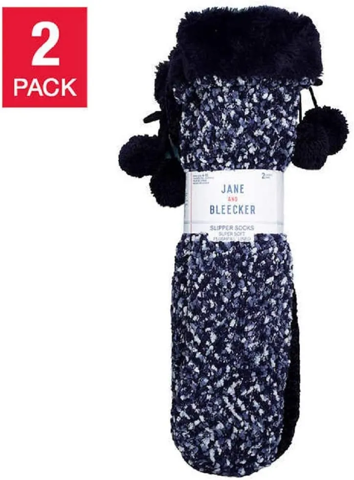 Jane & Bleecker 2 Pair Slipper Socks for Ladies