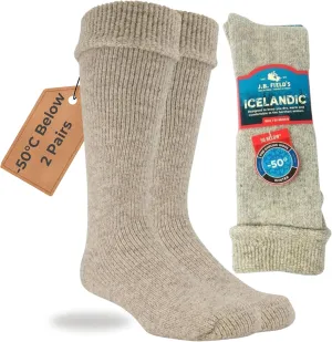 J.B. Field's -50 Below Icelandic Wool Socks for Extreme Cold Winter Weather, Thermal Socks for Women and Men, (Large)