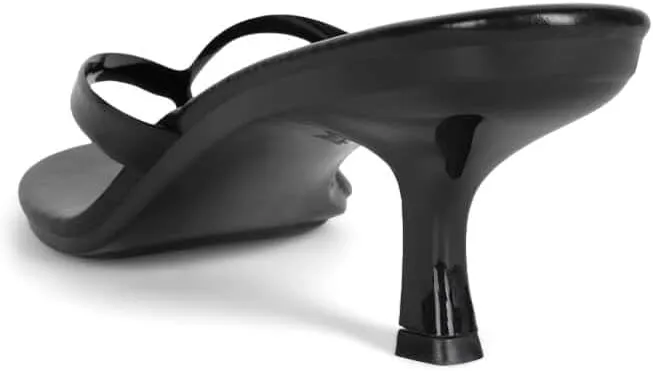 Jeffrey Campbell Thong-3 Black Combo Rounded Open Toe Slip On Heeled Sandal