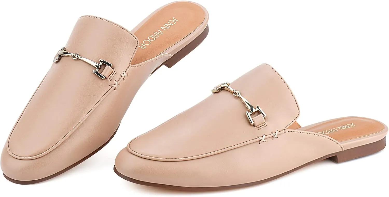 JENN ARDOR Mules for Women Flats Backless Loafers Shoes Slip On Slippers Pointed Toe Low Heel Work Slides Womens Mules Casual Shoes