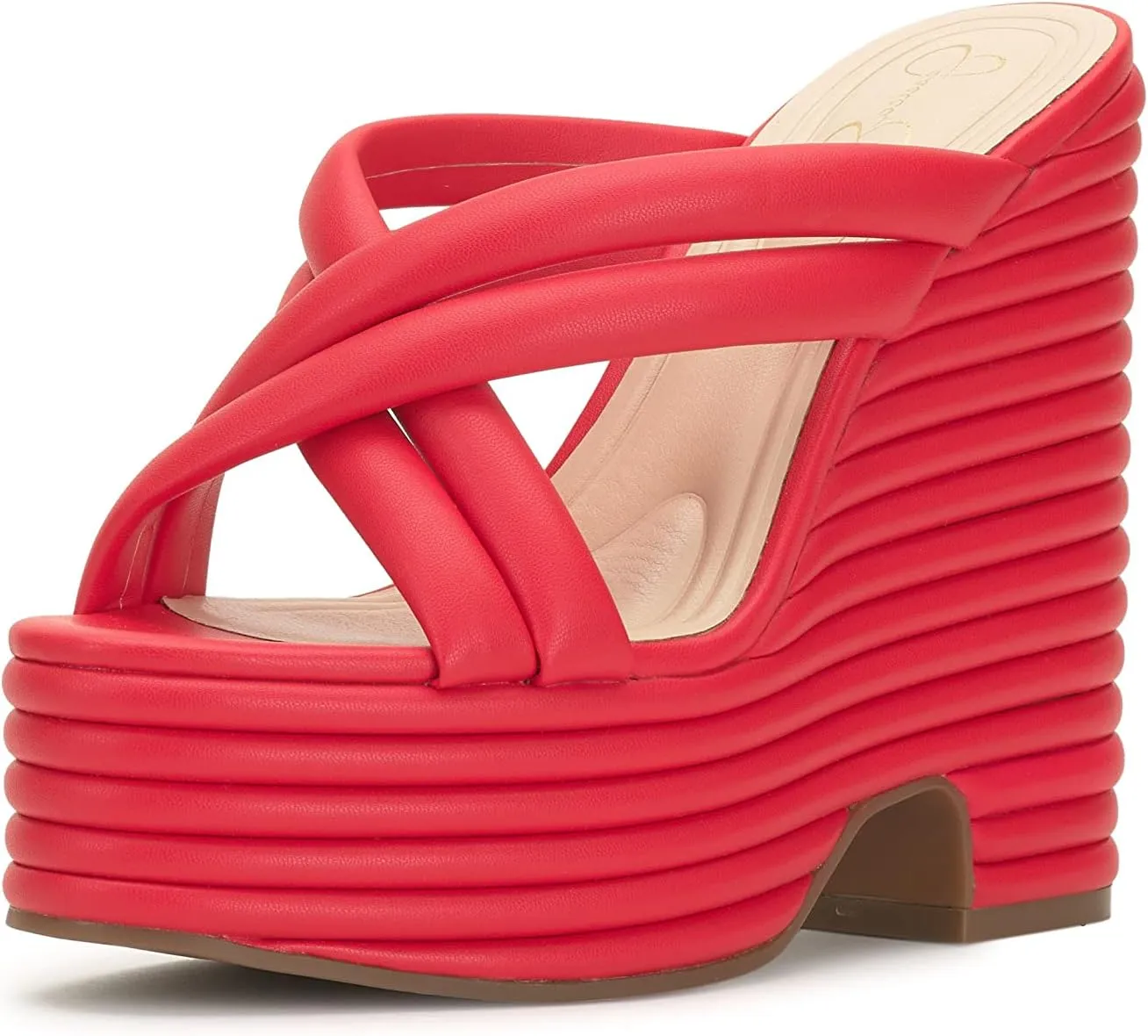 Jessica Simpson Womens Citlali Faux Leather Slip-On Wedge Sandals