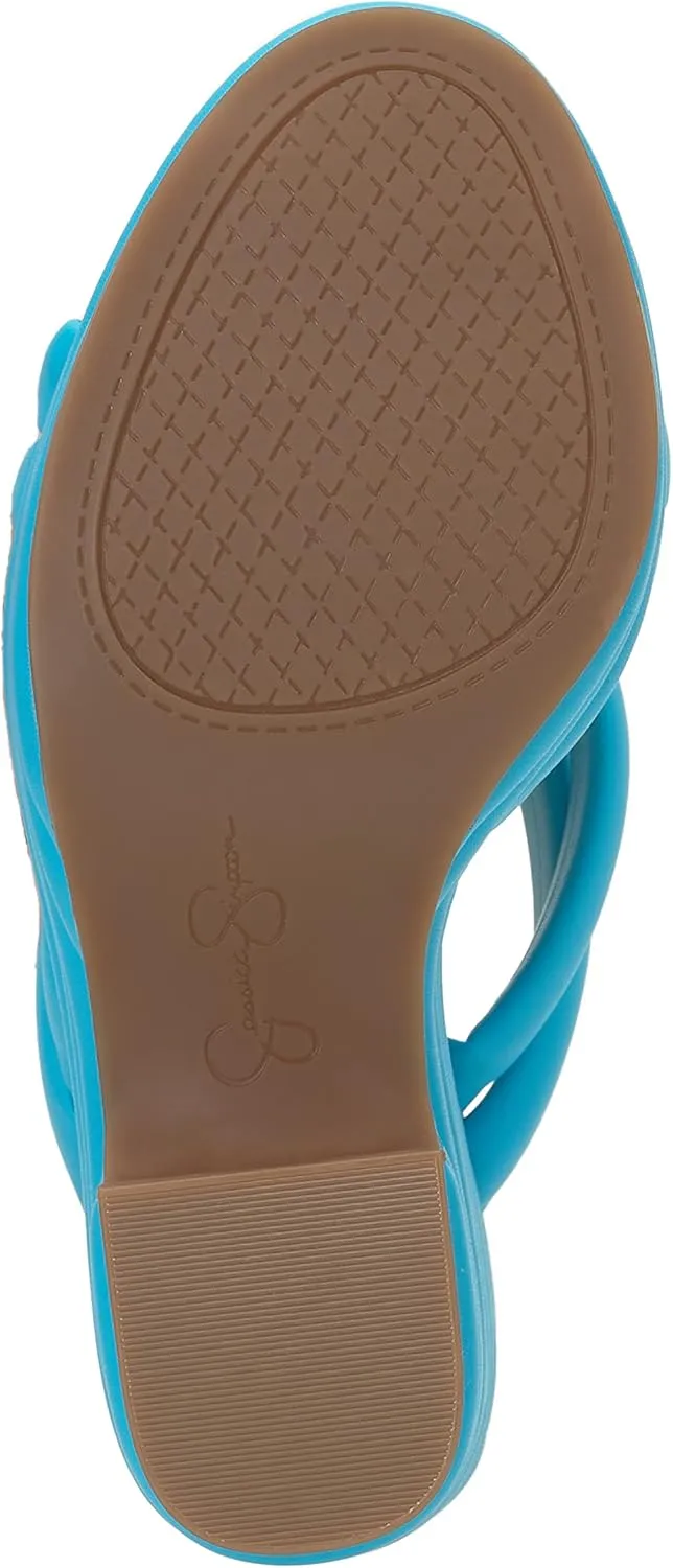 Jessica Simpson Womens Citlali Faux Leather Slip-On Wedge Sandals
