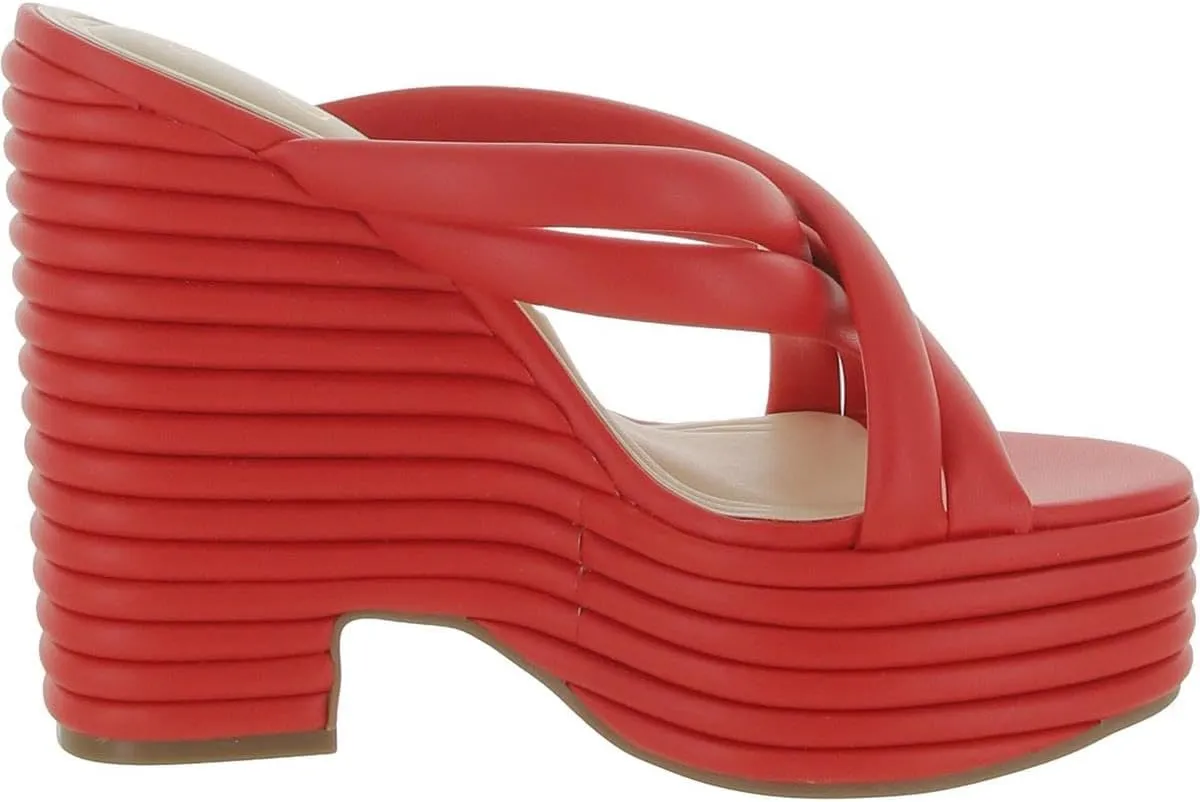 Jessica Simpson Womens Citlali Faux Leather Slip-On Wedge Sandals
