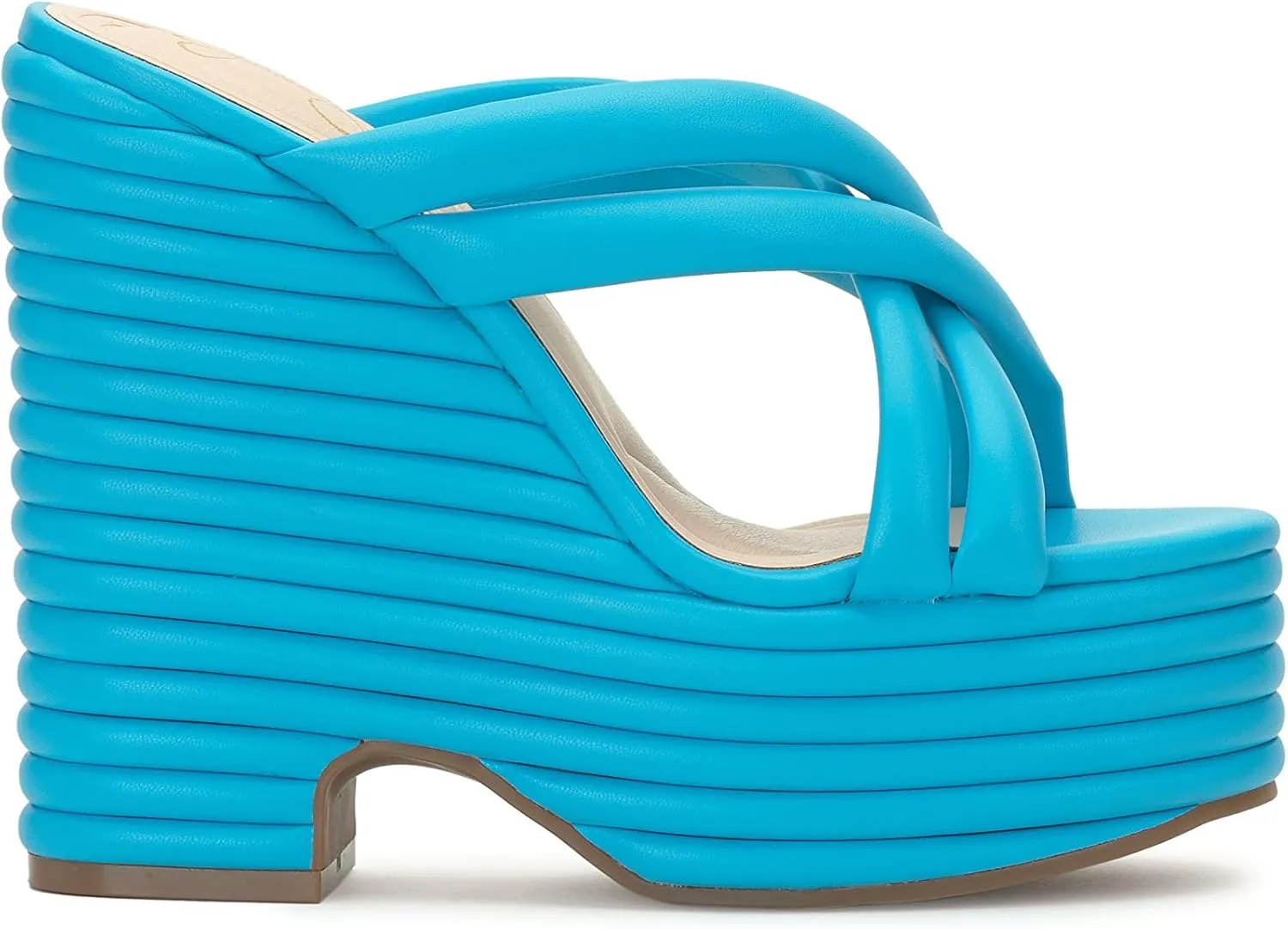 Jessica Simpson Womens Citlali Faux Leather Slip-On Wedge Sandals
