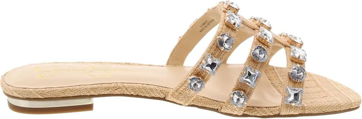 Jessica Simpson Womens Detta Rhinestone Slip On Slide Sandals