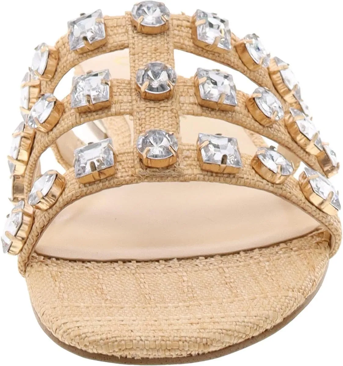 Jessica Simpson Womens Detta Rhinestone Slip On Slide Sandals
