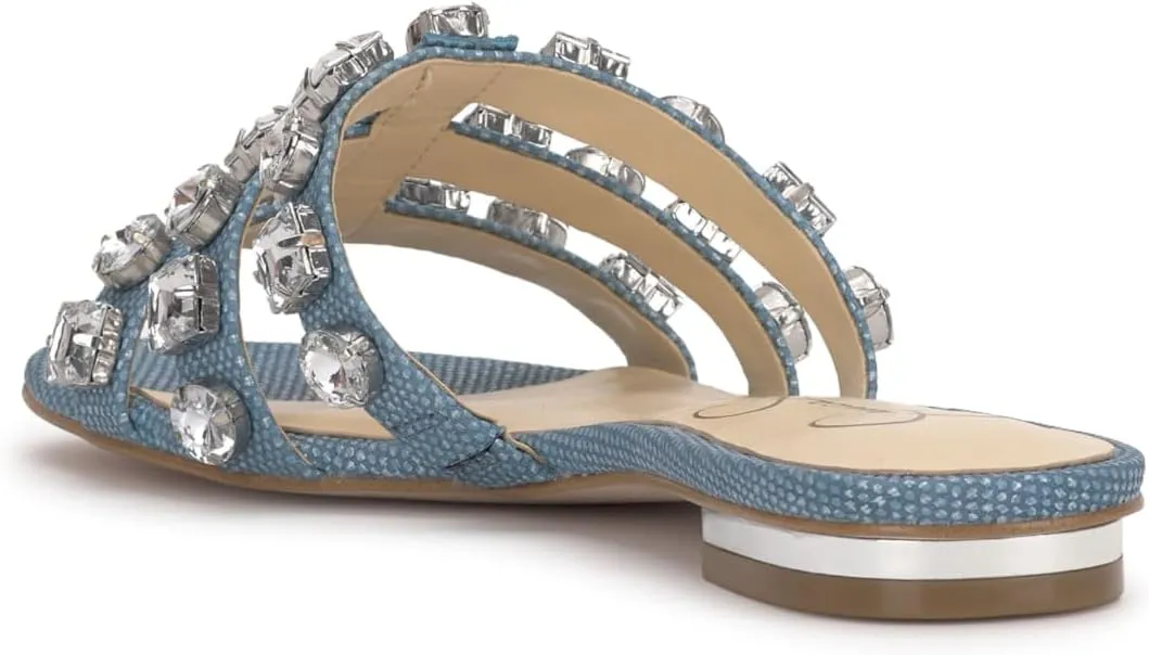 Jessica Simpson Womens Detta Rhinestone Slip On Slide Sandals