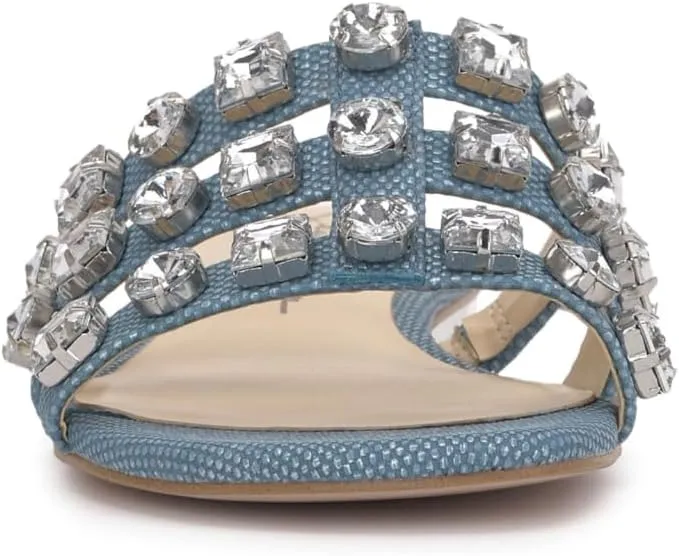 Jessica Simpson Womens Detta Rhinestone Slip On Slide Sandals
