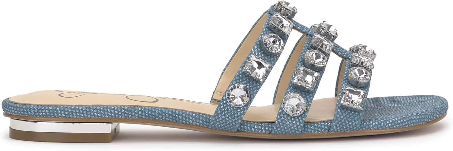 Jessica Simpson Womens Detta Rhinestone Slip On Slide Sandals