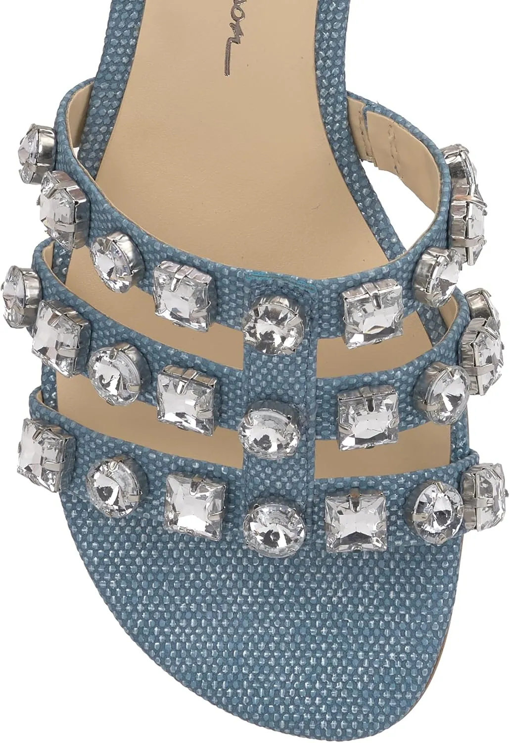 Jessica Simpson Womens Detta Rhinestone Slip On Slide Sandals