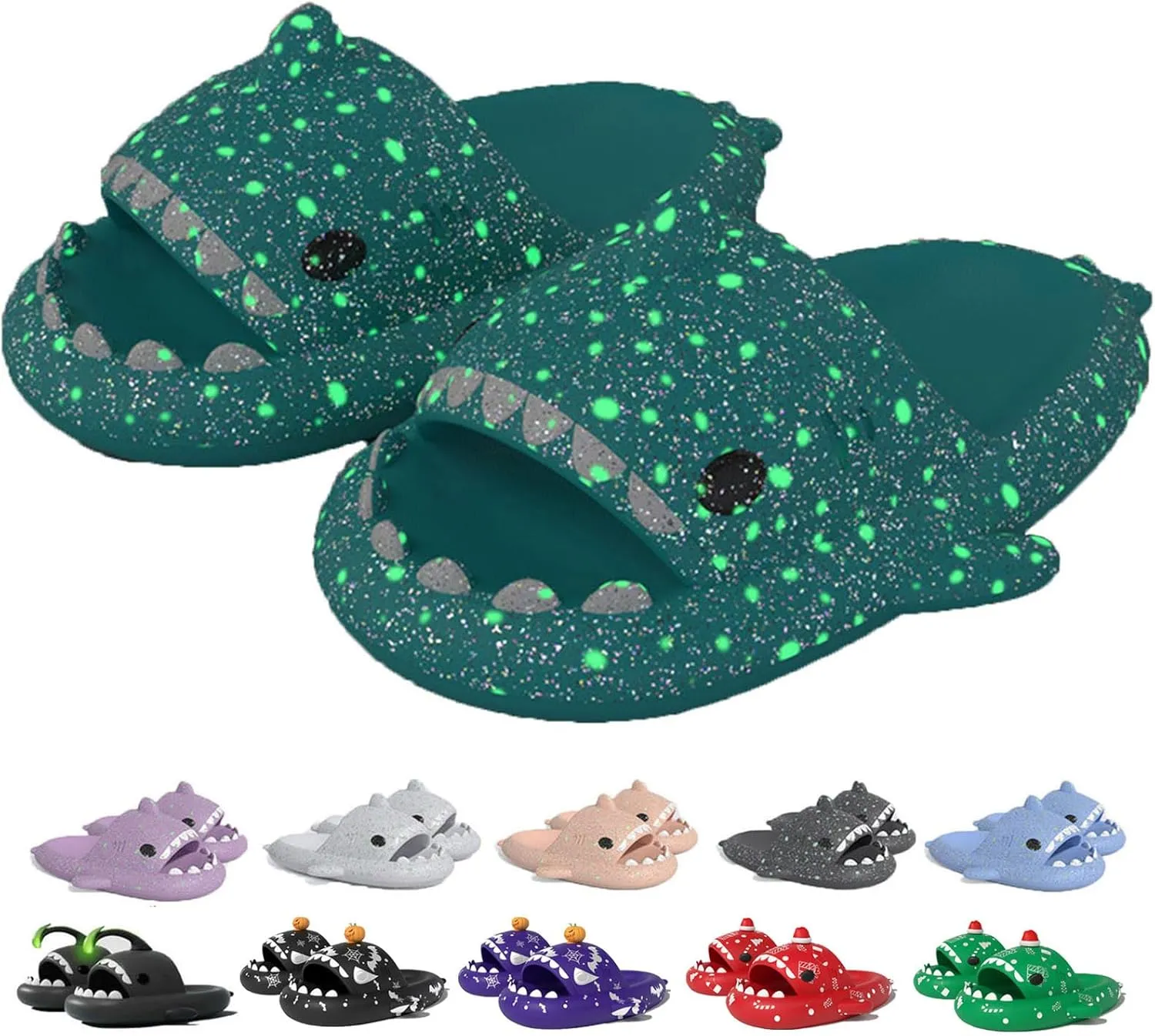 Jfxgjuv Halloween Luminous Shark Slippers Christmas Luminous Shark Slippers Spooky Shark Slides Shark Cloud Slides Angler Fish Slides Glow in The Dark Shark Slippers