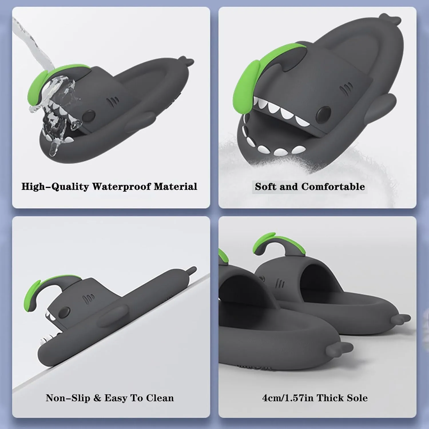 Jfxgjuv Luminous Shark Slippers, Spooky Shark Slides, Angler Fish Slides Glow in The Dark Halloween Christmas Shark Slides Soft Non-Slip Beach Pool Shower Shoes