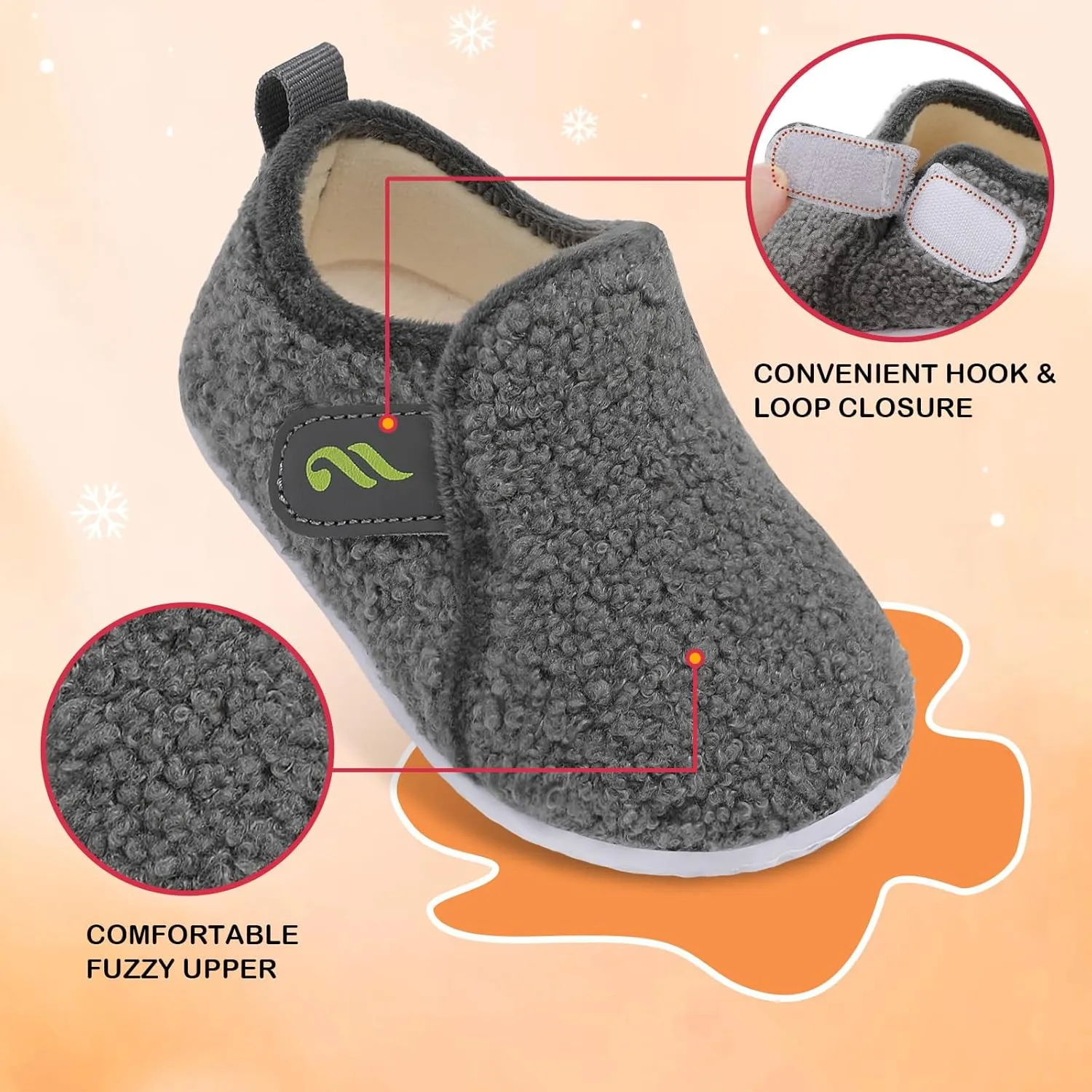 JIASUQI Toddler Slippers Fuzzy Kids Slippers Warm House Shoes for Boys Girls