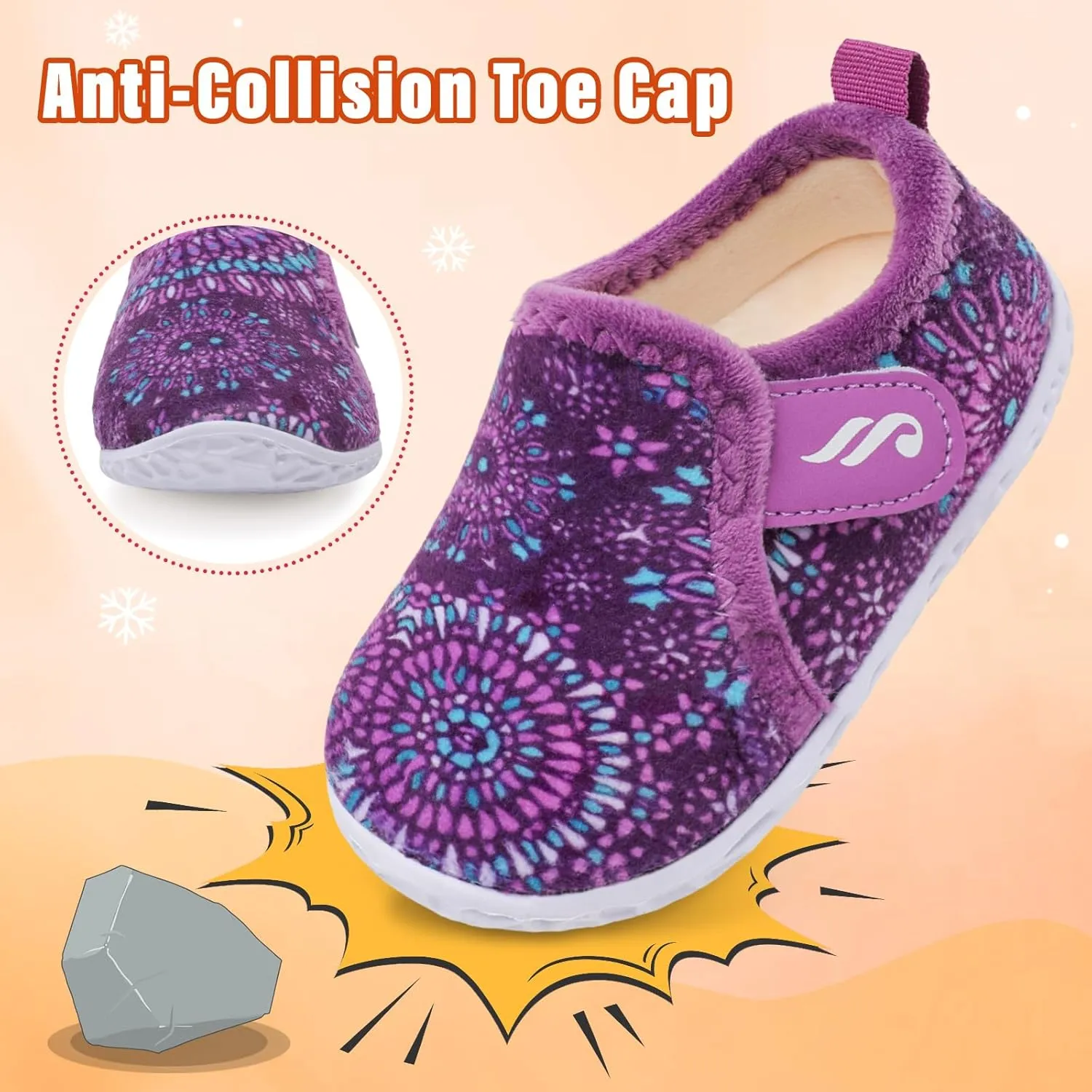 JIASUQI Toddler Slippers Fuzzy Kids Slippers Warm House Shoes for Boys Girls