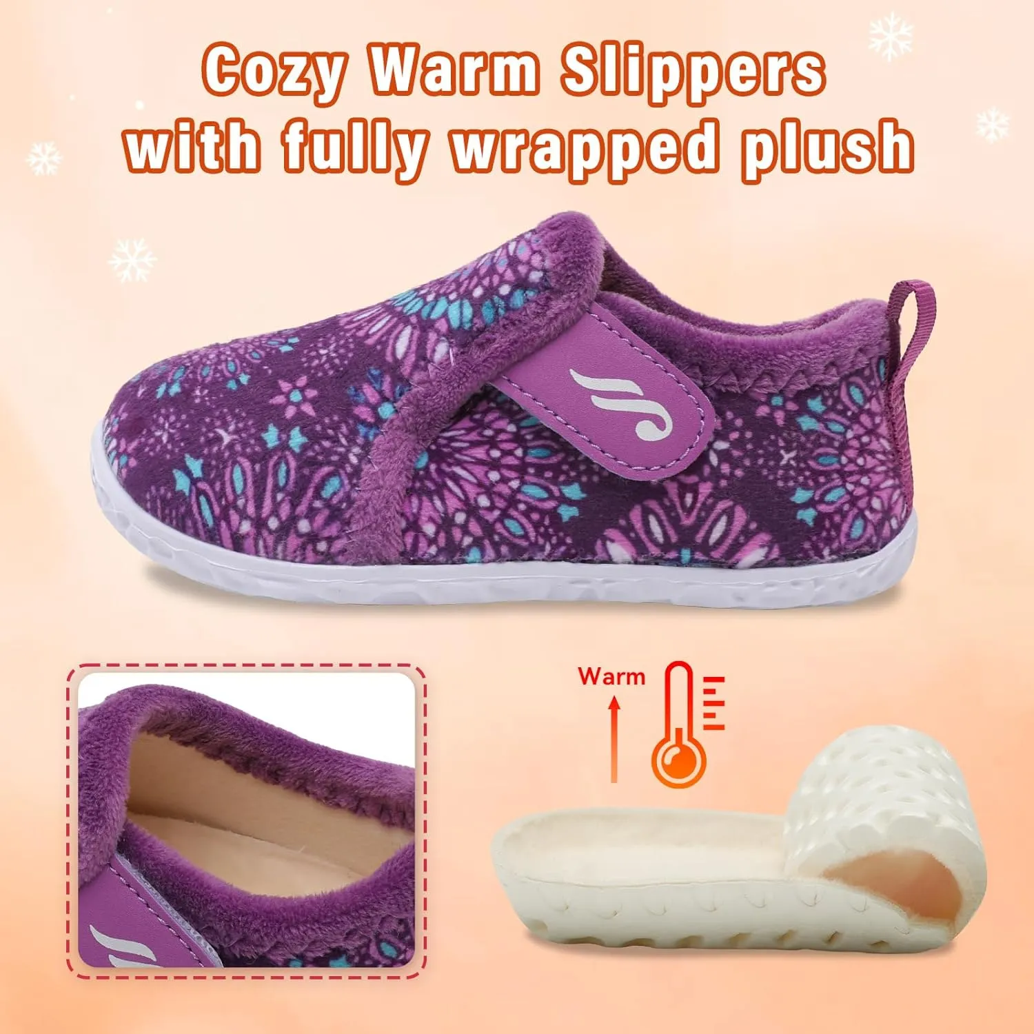 JIASUQI Toddler Slippers Fuzzy Kids Slippers Warm House Shoes for Boys Girls