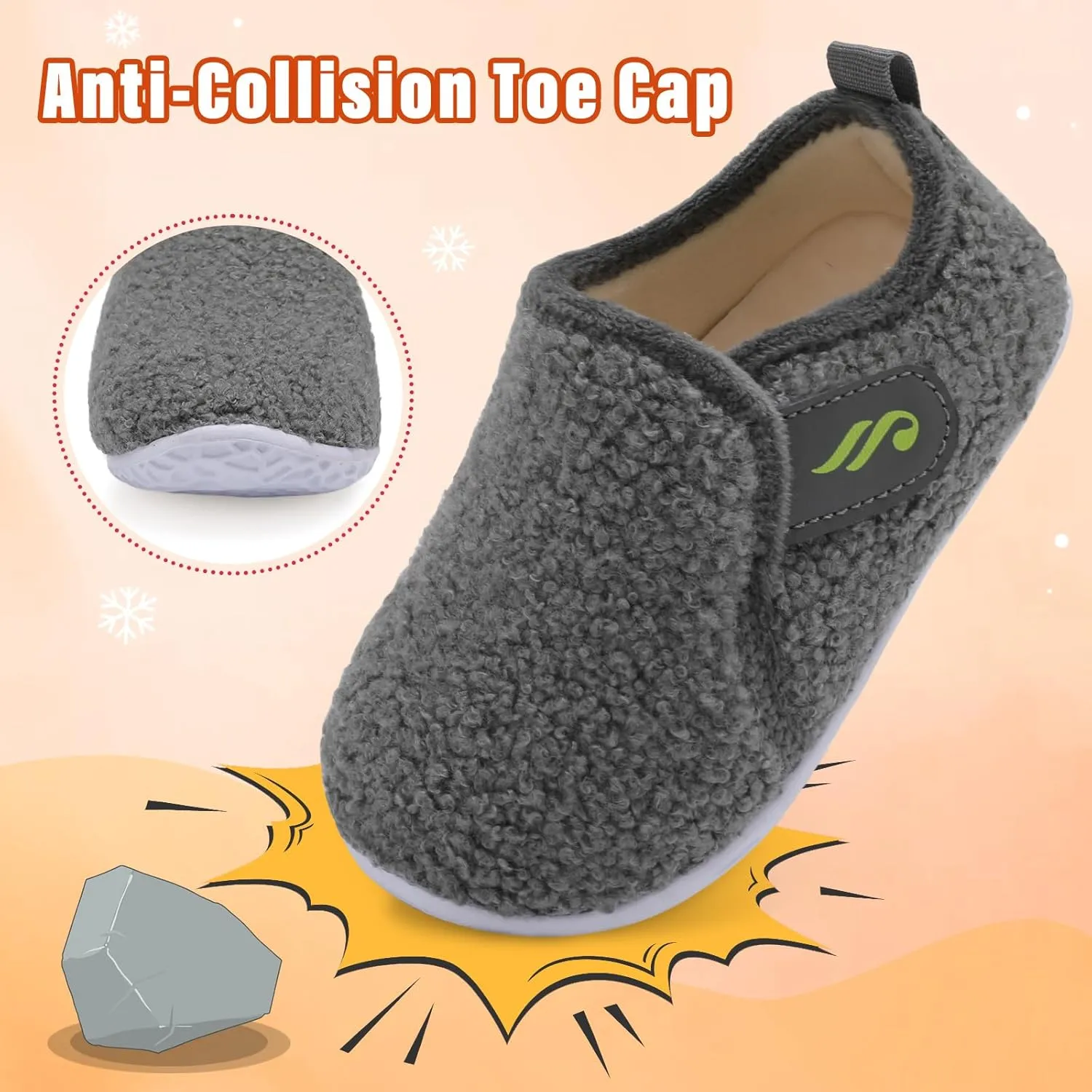 JIASUQI Toddler Slippers Fuzzy Kids Slippers Warm House Shoes for Boys Girls