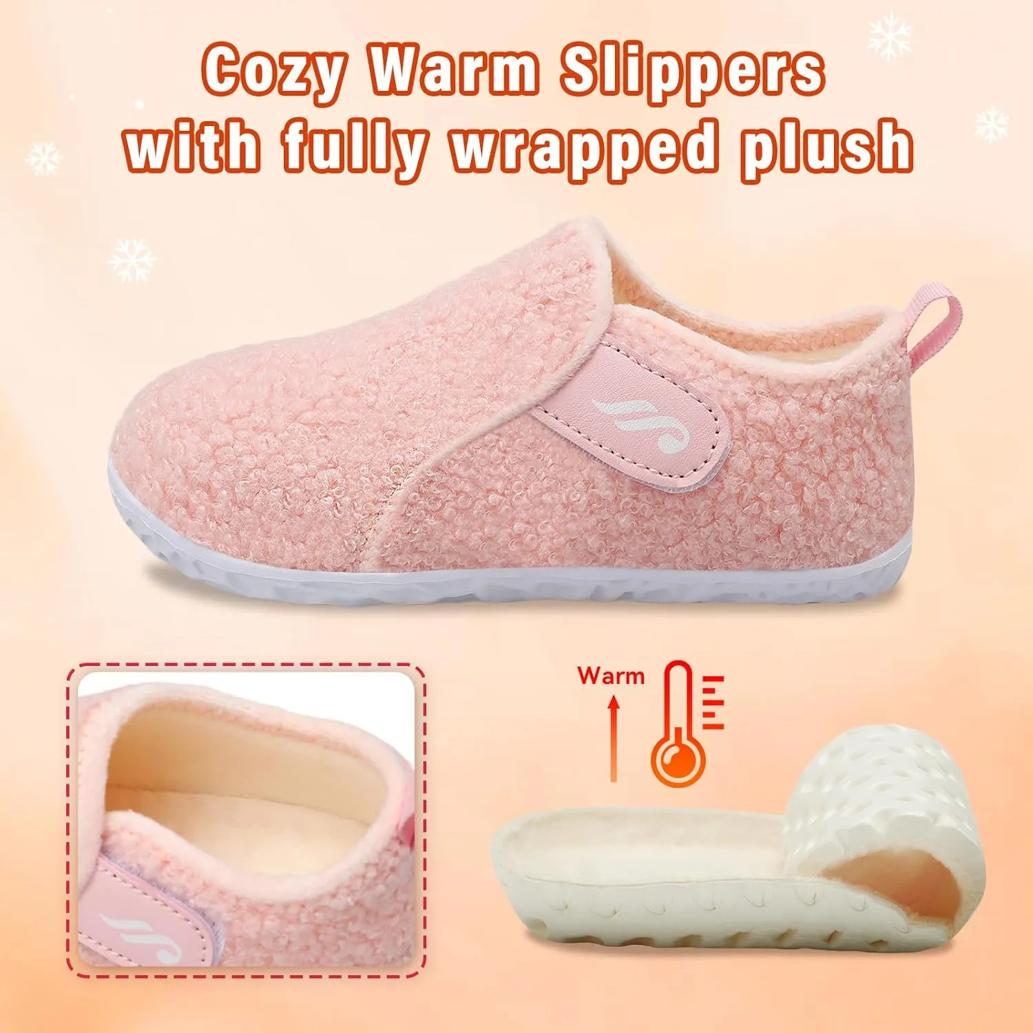 JIASUQI Toddler Slippers Fuzzy Kids Slippers Warm House Shoes for Boys Girls