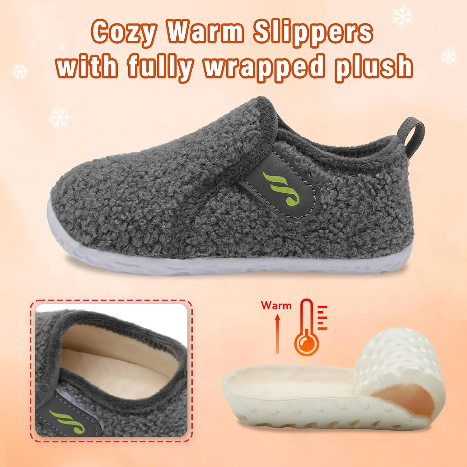JIASUQI Toddler Slippers Fuzzy Kids Slippers Warm House Shoes for Boys Girls