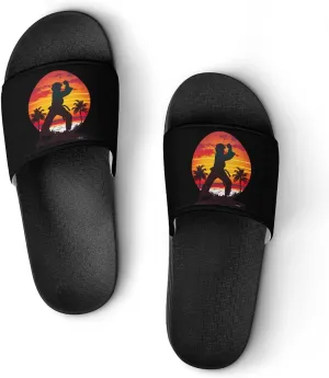 Jiu Jitsu Sunset 70s Vintage Unisex Shower Shoes House Slippers Non-Slip Indoor Bathroom Shoes for Pool Beach 38 (240mm)